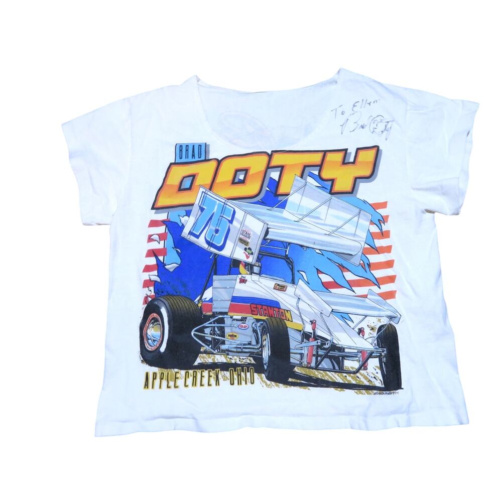 Brad Doty Racing T-Shirt Autographed Scoop Neck Womens M? 1990s